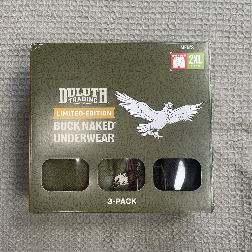 New Duluth Trading Buck Naked Boxer Briefs 2XL 3 Pack Men's Limited Eagle